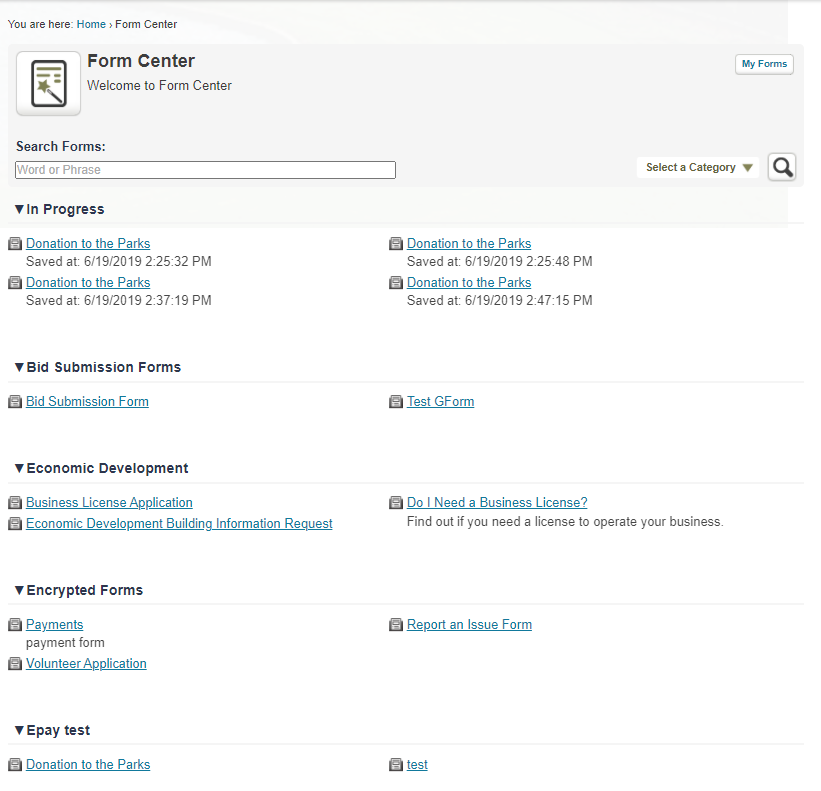 form center front-end
