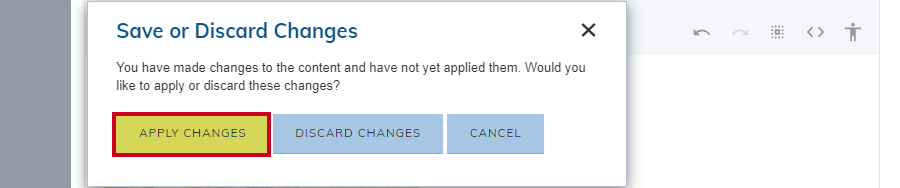 Web Central Editor Widget Save or Discard Changes Dialog Box.