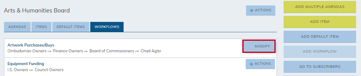 actions button menu modify