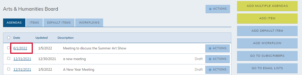 select an agenda