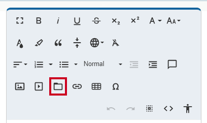 The Insert Document Link button enables quick creation of links to documents in the Document Center module.
