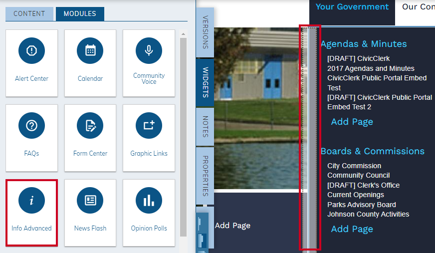 drag-and-drop info advanced widget.
