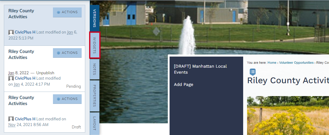 widgets tab
