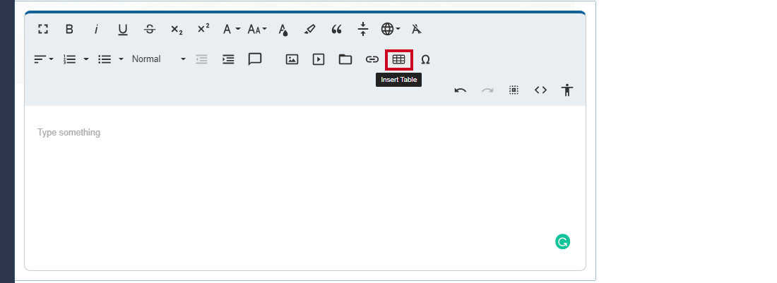 Insert Table button, located on the toolbar of the Editor widget.