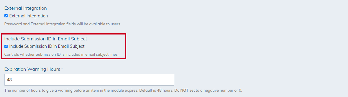 include submission ID in email subject checkbox