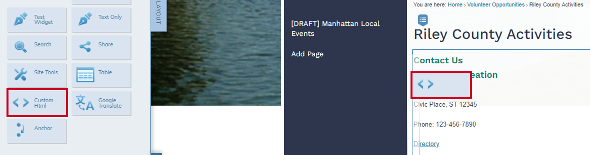 drag-and-drop custom HTML widget