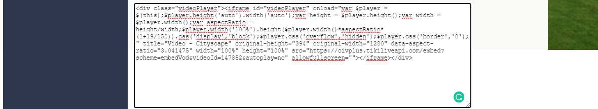Sample of Correctly Constructed iframe code for a video embed.