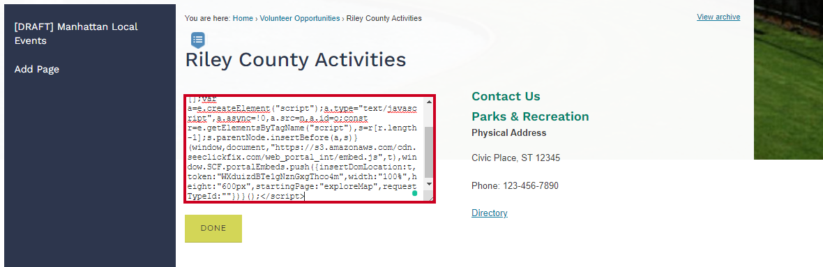 paste HTML code