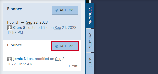 Actions on draft version.