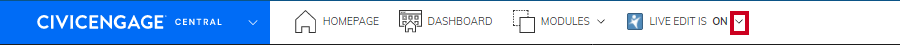 Click the arrow of the Live Edit button to expand the Live Edit dropdown menu.