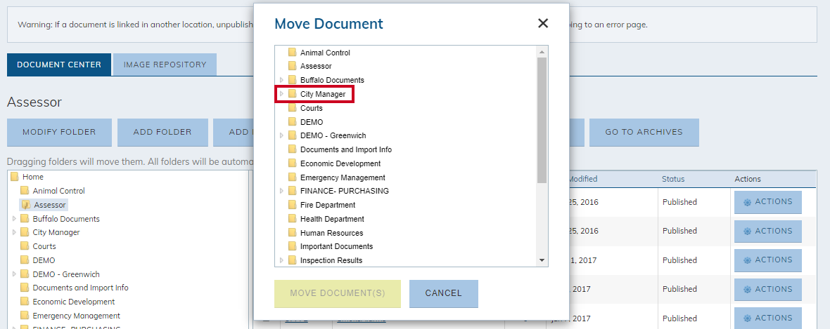 select destination folder