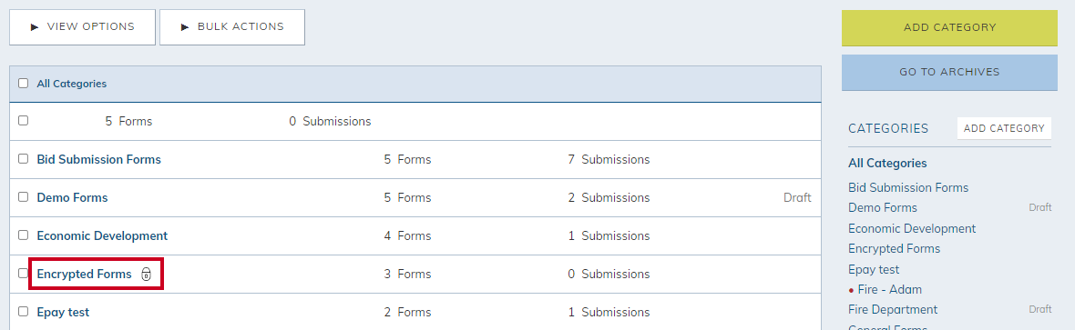 select an encrypted category