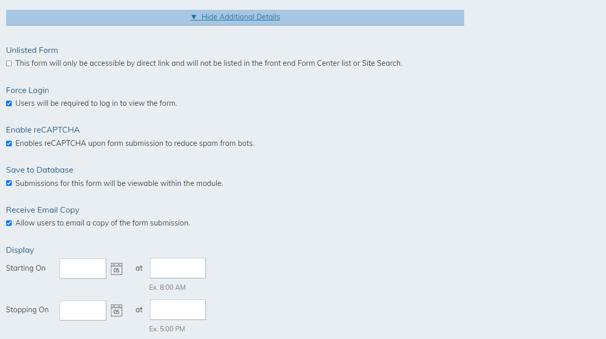 additional details section
