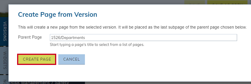 Create Page button.