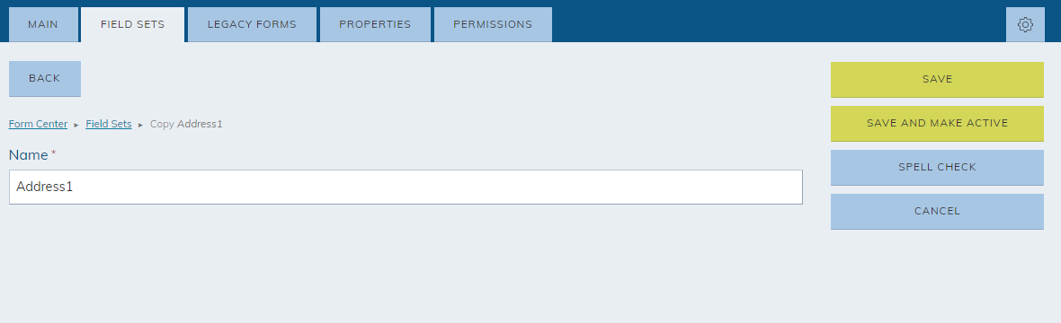 name the new field set text box