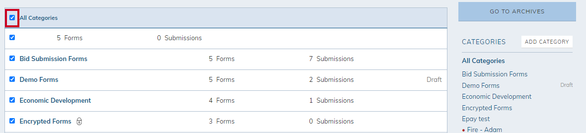select all categories