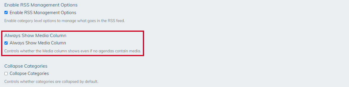 always show media column checkbox