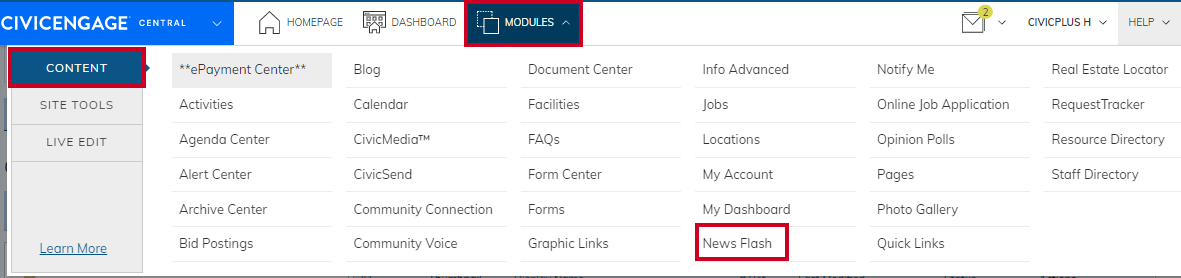 Navigate to news flash