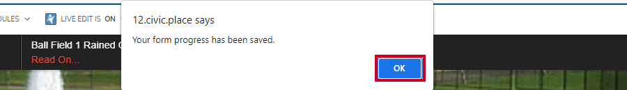okay to confirm pop-up
