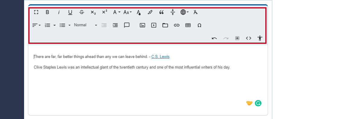 editor widget toolbar