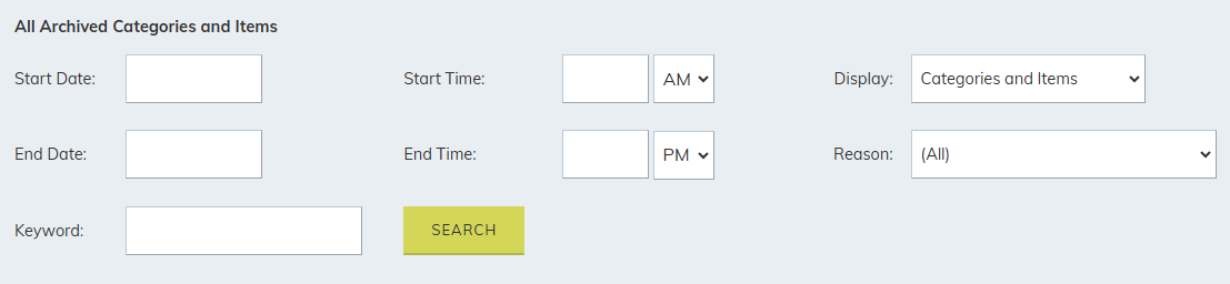 Search options.