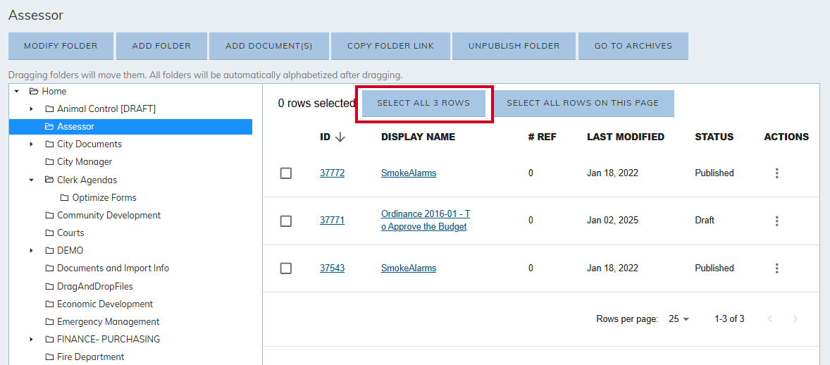 select all documents