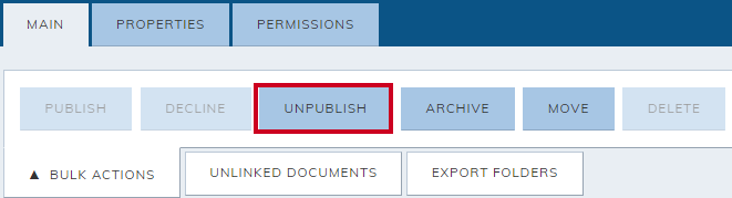 bulk action unpublish
