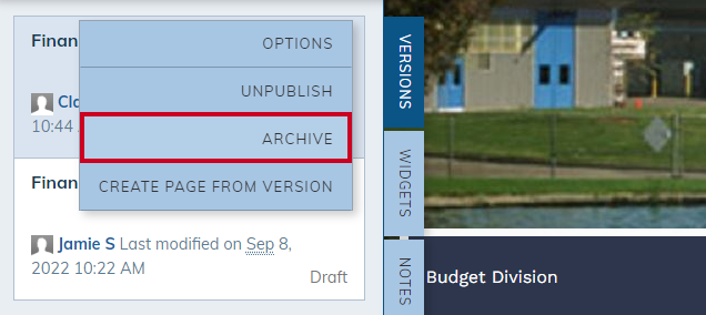 Archive option under Actions.