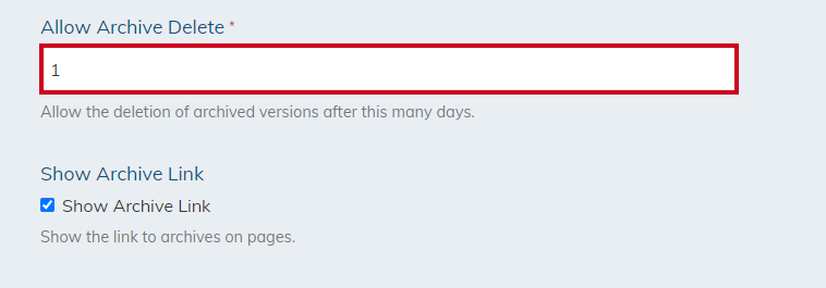 allow archive delete field.