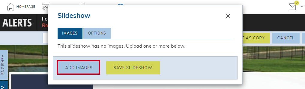add images button.