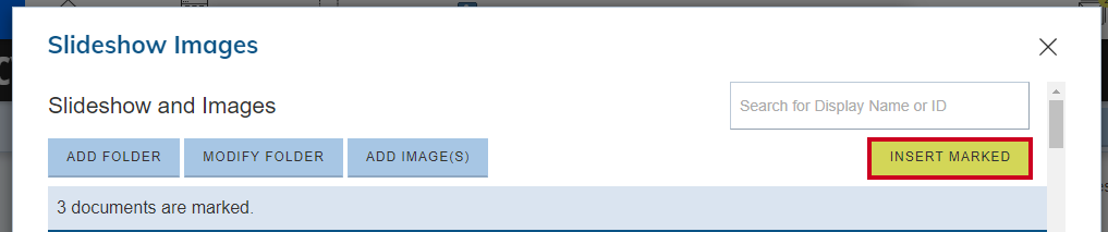 insert marked button.
