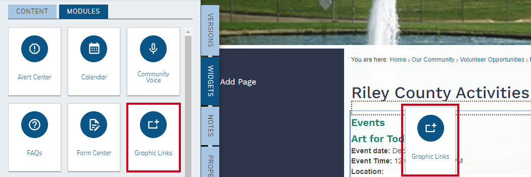 drag-aqnd-drop graphic links widget