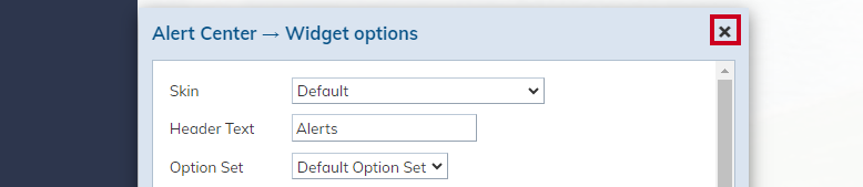 x icon to close and save options.