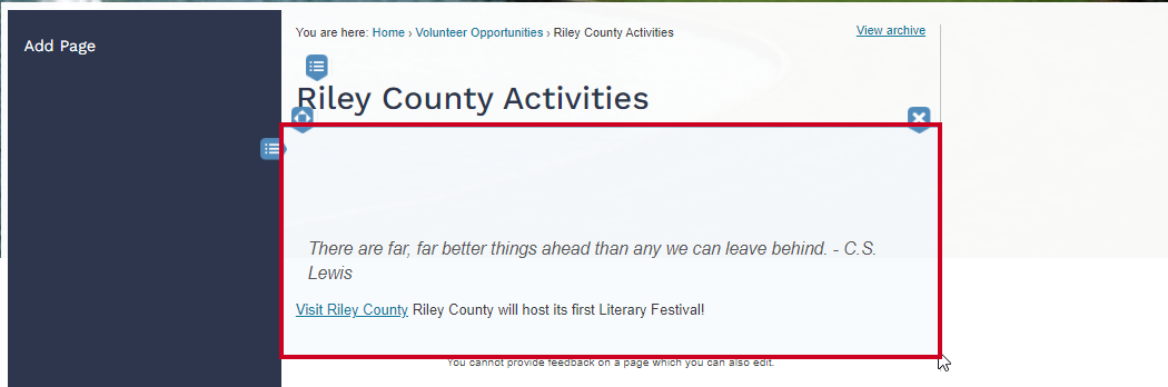 Click on an Editor widget to edit the contents.