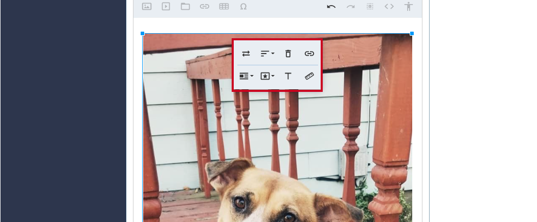 The Image Configuration toolbar will help you align your image, replace it, and more.