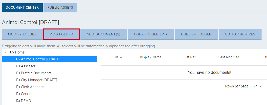 Add Folder button.