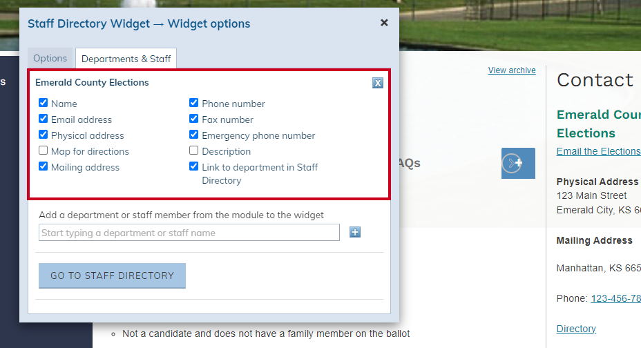 checkboxes next to features.