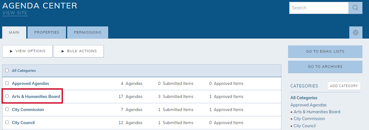select a category