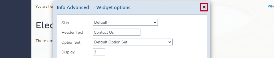 x to close and save options