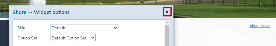 x to close and save options.