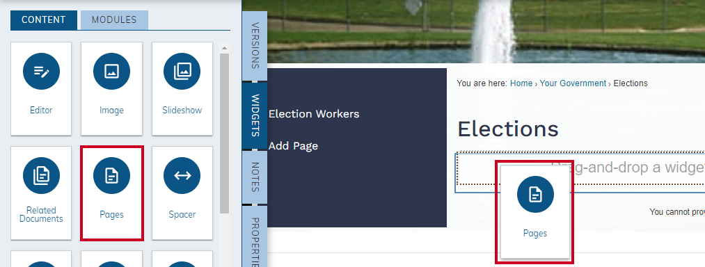 Pages widget.