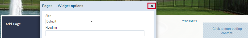 x to close and save options
