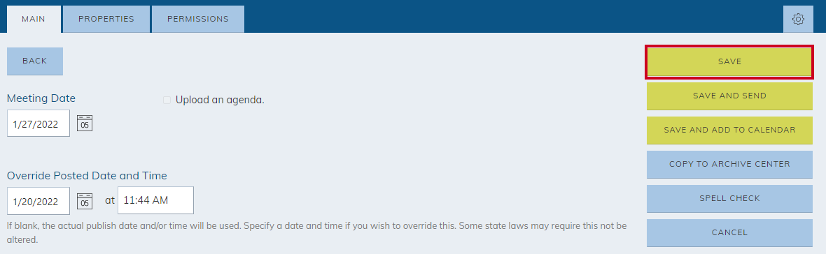 The different save options perform different functions based on which is selected.
