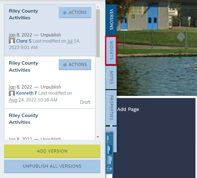 widgets tab