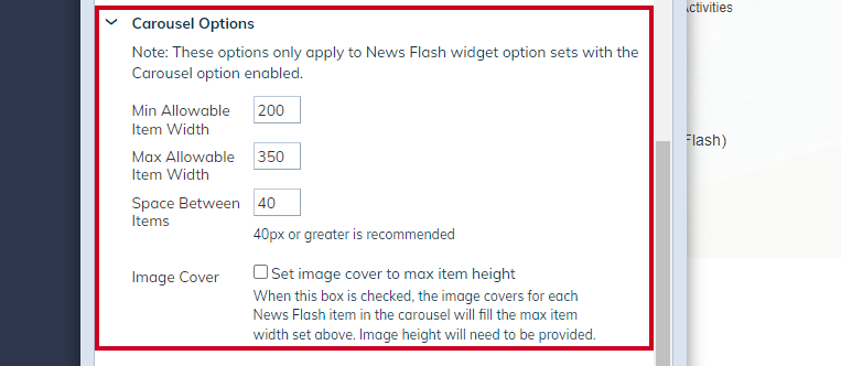 widget carousel options