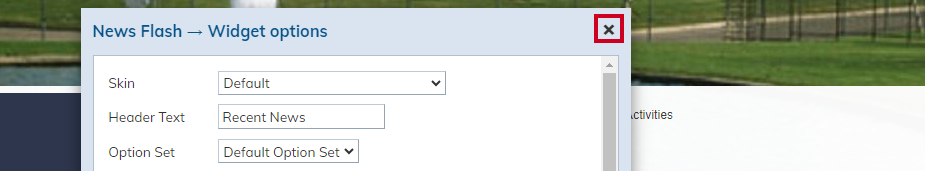 x to close and save options