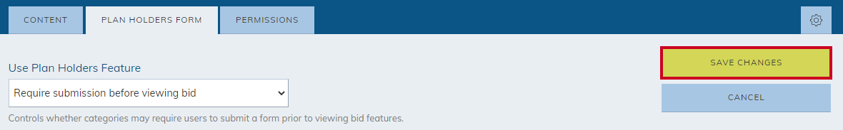 The form's save changes button.
