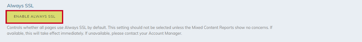 The always SSL button is enabled.
