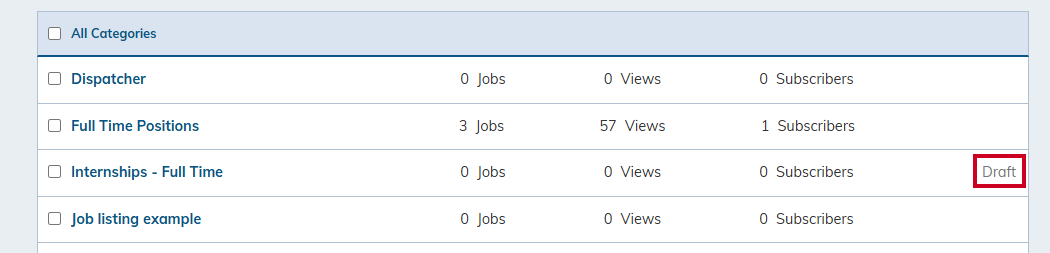 Draft status next to category.
