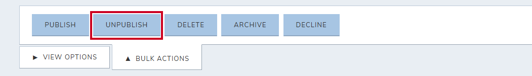 jobs module, bulk action, unpublish